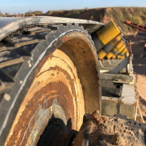 Футеровка барабанов ленточного конвейера методом холодной вулканизации